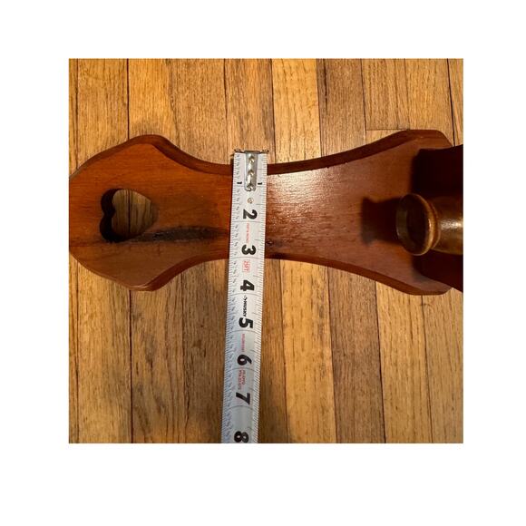 Vintage Wooden Wall Sconces Pair Heart Cutout Rustic Candle Holders 14” Tall - Picture 8 of 11